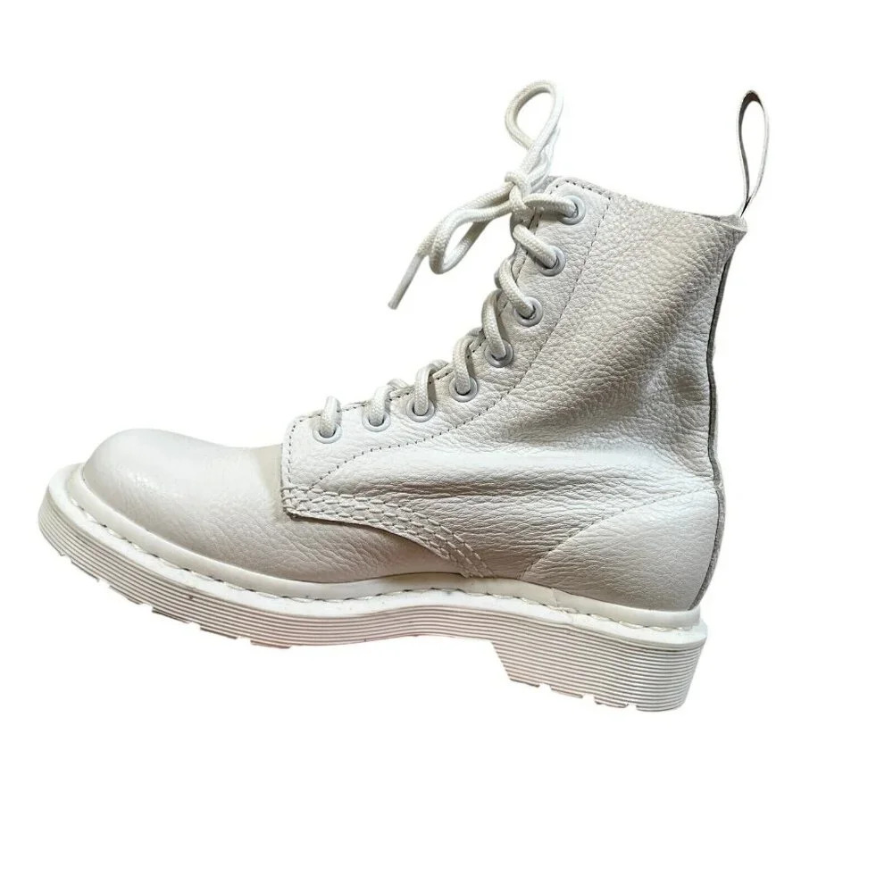 Dr. Martens 1460 Pascal Mono Lace Up Boots Womens Size 5 White Leather Combat - Picture 8 of 12